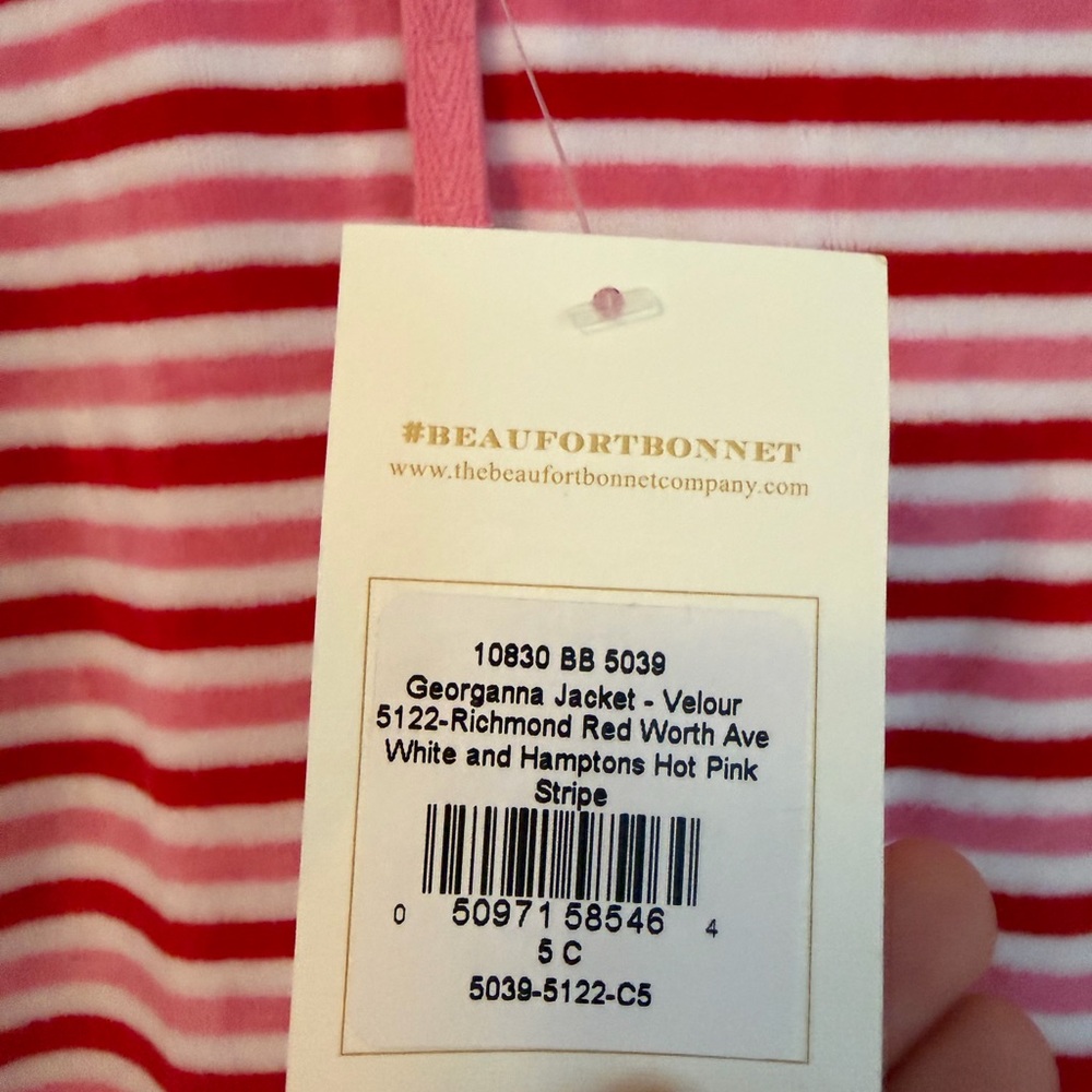The Beaufort Bonnet Company Pink and Red Velour Zip Up Jacket - Picture 4 of 4